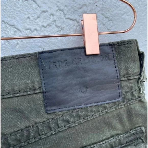 True Religion Mens Style Geno Statement Trouser Pants Army Green Sz 33 - Picture 14 of 16